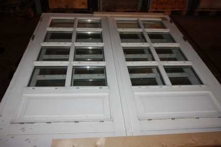 2 x patio doors, wood, white. Frame dimensions: 2.12 x 179.5 cm
