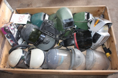 Pallet with fresh air equipment and welding helmets etc.