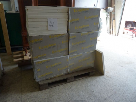Pallet with tiles, Ecophon, 60x60x40 cm, White frost. 6 Packs 40 mm + 2 packs of 20 mm