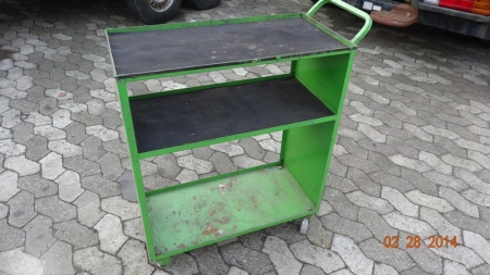 Workshop trolley, green. Length approx. 74 cm, depth approx. 34 cm and height approx. 90 cm