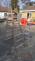Stepladder, wood, height approx. 180 cm + ladder, aluminum, height approx. 65 cm