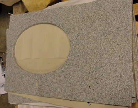 Granitbordplade med udskæring til vask, 2 stk.  90 x 56