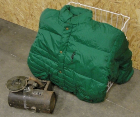 Old car heater (not complete), Quilt Jacket XL