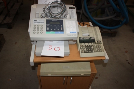 Fax, Panasonic UF-585 + calculator + typewriter-and computer table on wheels