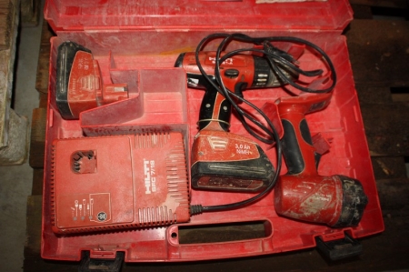 Cordless drill, Hilti SF121-A with 2 batteries, 3 ah + charger + lamp