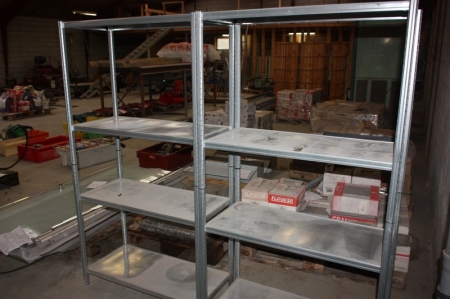 2 span steel rack, height approx. 170 x width approx. 92 x depth of about 40 cm