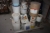 Pallet with various plaster primer, floor primer, foundation primer, etc.