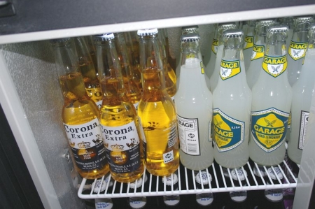 Content in the refrigerator: various beers and spirits