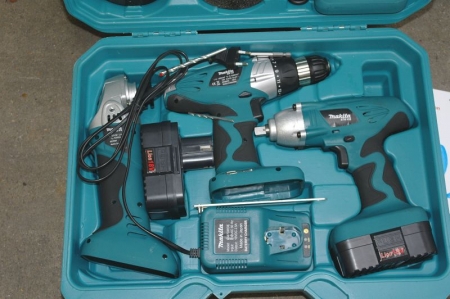 Kasse med Makita Aku værktøj, med batteri + lader (nyt)