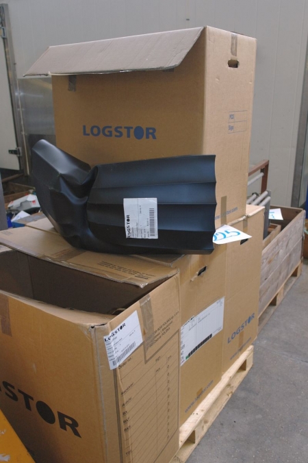 4 boxes labeled Logstor 160 mm Joint Elbow, Black (shrink tubing)