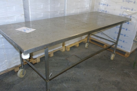 Stainless steel table on wheels 2.3 x 88