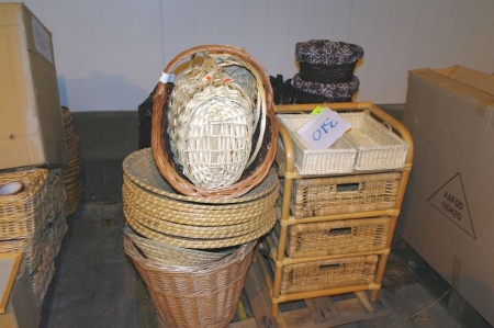 Pallet with various bread baskets + baskets + dresser, etc. (Pallet not included)