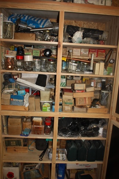 Contents of the cabinet: nails, screws, brackets, etc.