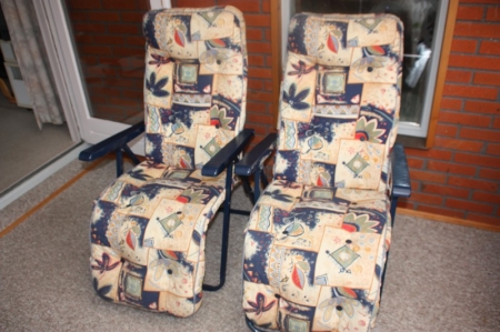 2 chairs with cushions + sofa with fabric upholstery