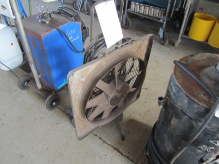 Fan on wheels, with cable