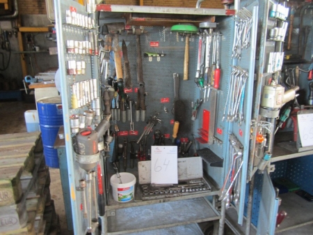Tool trolley containing air wrench, socket sets, hand tools, etc.