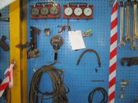 Tools in 1 panel section, pressure gauges, grinder, connectors, angle grinder, etc.