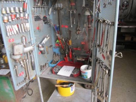 Tool trolley containing air wrench, socket sets, hand tools, etc.
