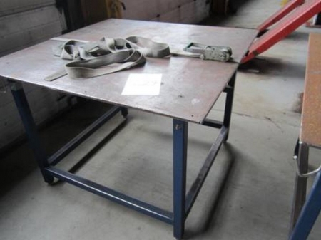 Work table with steel top, 1250x1250 mm sheet steel, with drawer