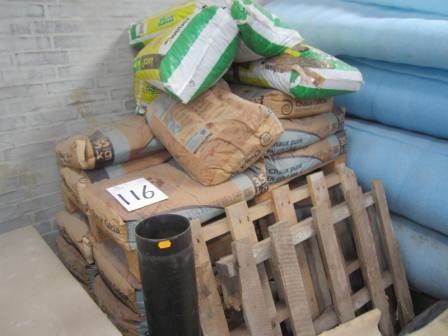 About 28 bags of cement a 35 kg and Leca nuts, flues, etc.