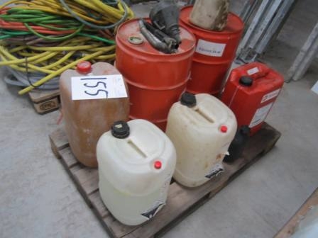 Pallet with hydraulic oil and oil / chemical products
