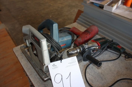3 Power Tools: Circular Saw (Bosch), Impact Wrench + drill (Metabo)