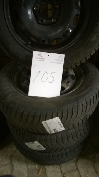 Tires size 175/70 R14 Goodyear approx. 20% tread + steel rims, fits VW Golf.