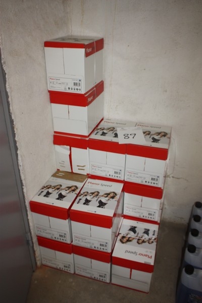 About 15 boxes of copy paper A4