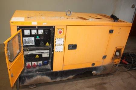 Diesel powered generator Gesan GPM-2. Class DPS13. 400/230 V. Prime Power: 9.6 kW, 50 Hz. Year 2007. 3585 hours. Silenced. Lifting eye. Can be used outdoors