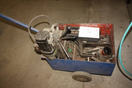 Trolley with various drills + magnetic drill press drill