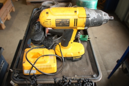 Cordless Impact Wrench, DeWalt + Battery and charger + power die grinder, Metabo + power angle grinder