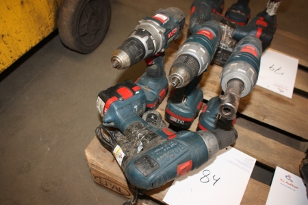 4 x cordless drill, Bosch, with 4 batteries, 14.4V + charger
