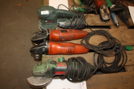 Power angle grinder, 125 mm, Metabo + 2 x power angle grinder, Fein + electric eccentric polisher, Bosch PEX 270 AE