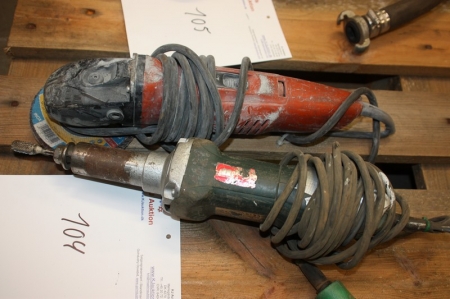 Power angle grinder, 125 mm diameter, Fein + power die grinder, Metabo
