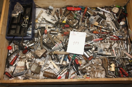 Pallet with various hand tools, sockets, etc.