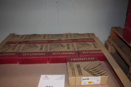 Palle med 9 x svejsetråd, Hyundai Flux cored wire, SuperCored 81 MAG, 1,2 mm á 5 kg
