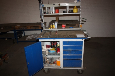 Tool Trolley with rack and content, including Cramps