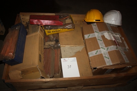 Pallet with assorted welding electrodes and more