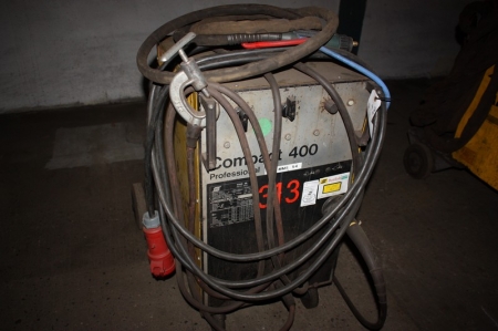 Welding rectifier, Compact 400 Professional + welding cable + torch. Mounted in a frame on wheels