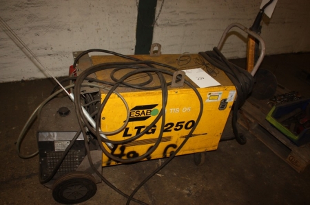 TIG Welding rectifier, ESAB LTG 250 + cooling unit, OCE H2 + tig torches + welding cable