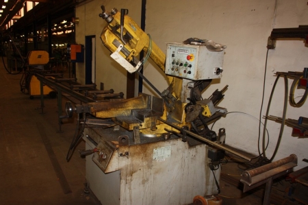 Bandsaw, Epple Metal Band Saw BS 350 DG + roller conveyors, length approx. 4m + roller trestle