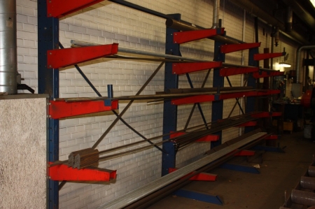 3 span cantilever racking, 5 branches. Length approx. 6 meters