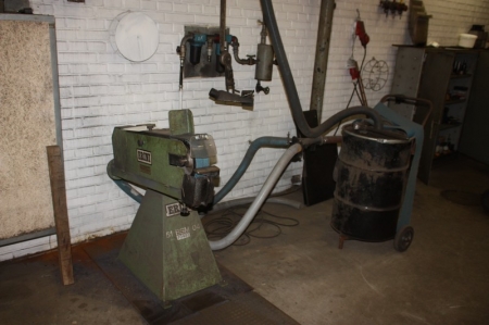 Metal Belt sander, Erini, 2000x75mm with exhaust, filter barrel and hose on wall mounted swing arm