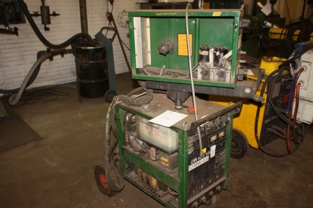 Welding rectifier, Migatronic KDO 500 + wire feed unit (missing covers). Mounted in a frame on wheels