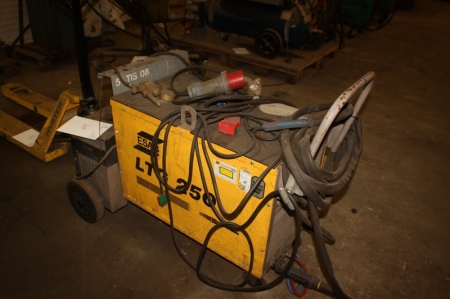 Welding rectifier, ESAB LTG 250 + pressure gauge + cooling unit. Mounted in a frame on wheels