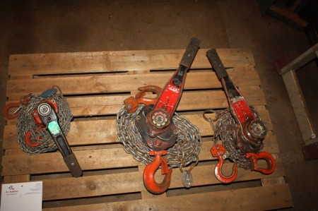 Lever blocks Tie, 0.5 t + lever block, 1.6 t + lever block, 3.15 tons. Approved
