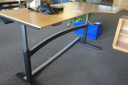 Electrical / height adjustable desk, Labofa + 2 shelves + create + flowerbowl