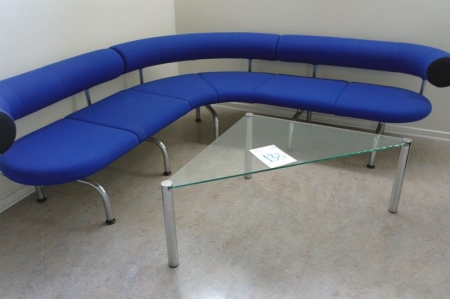 Corner sofa, brand Erik Jorgensen Furniture + 3-sided glass table