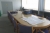 Large conference table into sections which 2 crescents + 20 chairs with fabric