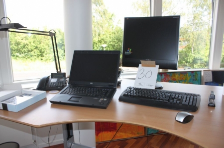 Portable PC, HP incl. Dockingstation + flat screen monitor + keyboard
